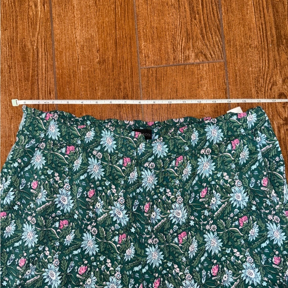 Talbots Teal and Pink Floral Wide Leg Pants - Picture 5 of 8